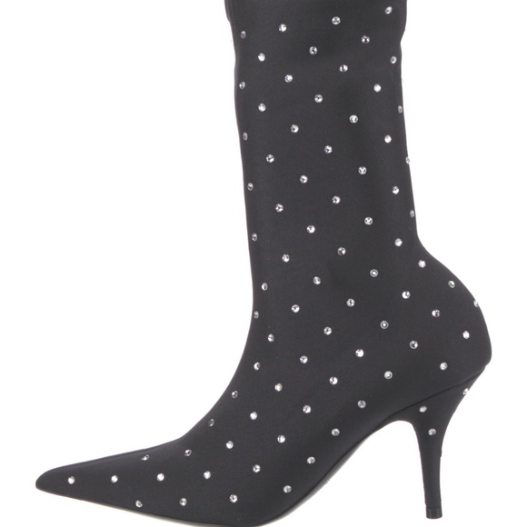 Balenciaga Knife Crystal Pointed Toe Boot w/ Crystal Embellishment - Picture 1 of 13